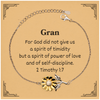 Gran Inspirational Sunflower Bracelet - Power, Love, and Confidence for Grandma on Christmas, Birthday - 2 Timothy 1:7 Gift