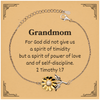 Grandmom Sunflower Bracelet 2 Timothy 1:7 Engraved Inspirational Jewelry for Holidays and Birthday Gifts