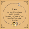 Sunflower Bracelet for Aunt - Inspirational Engraved Gift of Power, Love and Self-Discipline - Perfect Birthday, Christmas, Graduation Jewelry for Auntie who inspires Confidence and Hope