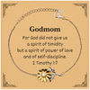 Engraved Sunflower Bracelet Godmom - Spirit of Power, Love, Confidence - Christmas Gift for Her - Inspirational Jewelry for Godmom