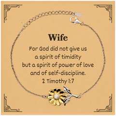 Sunflower Bracelet for Wife - A Spirit of Power, Love, and Self-Discipline - Inspirational Christian Jewelry for Women - Birthday Gift, Christmas Present, Graduation