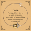 Papa Sunflower Bracelet Engraved with 2 Timothy 1:7 Inspirational Quote for Fathers Day Gift of Power and Love