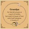 Grandpa Sunflower Bracelet Engraved Faith Hope Love Inspirational Gift for Veterans Day Christmas Birthday Graduation with 2 Timothy 1:7 Verse