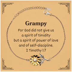 Sunflower Bracelet Grampy Inspirational Engraved Gift for Veterans Day, Christmas, and Birthday - Power, Love, Self-Discipline