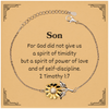 Son Inspirational Sunflower Bracelet, Gift for Him, 2 Timothy 1:7, Confidence, Birthday, Graduation, Hope, Veterans Day