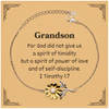 Grandson Sunflower Bracelet with Engraved Power and Love for Christmas and Graduation Gifts - Inspirational Jewelry for Grandson - 2 Timothy 1:7