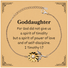 Goddaughter Sunflower Bracelet - Inspirational Gift for Her, Birthday, Graduation, Veterans Day - Spirit of Power, Love, and Self-Discipline 2 Timothy 1:7