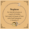 Engraved Sunflower Bracelet Nephew Birthday Gift 2 Timothy 1:7 Inspirational Jewelry for Nephew Graduation Confidence and Hope