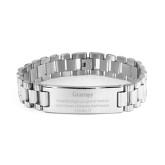 Stainless Steel Grampy Bracelet - Inspirational 2 Timothy 1:7 Gift for Grandfather on Birthday, Christmas, Veterans Day - Engraved Confidence and Love