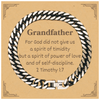 Grandfather Cuban Link Chain Bracelet Engraved with Inspirational Power and Love for Christmas, Birthday, and Graduation