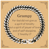 Cuban Link Chain Bracelet for Grampy - Spirit of Power, Love, Self-discipline Inspirational Bracelet for Birthday, Christmas, Veterans Day - Unique Engraved Jewelry Gift for Him