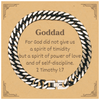 Powerful Cuban Link Chain Bracelet for Goddad, Inspirational Engraved Gift for Graduation, Fathers Day, Holidays, and more - 2 Timothy 1:7 Spirit of Power and Love