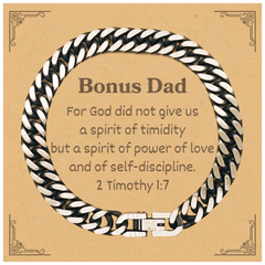 Bonus Dad Cuban Link Chain Bracelet - A Spirit of Power and Love for Fathers Day, Christmas, and Graduation Gifts