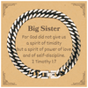 Big Sister Cuban Link Chain Bracelet - Engraved with Spirit of Power, Love, and Confidence for Christmas, Birthday, Graduation Gifts