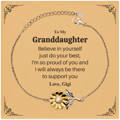 Sunflower Bracelet Granddaughter Inspirational Gift Believe in Yourself Christmas