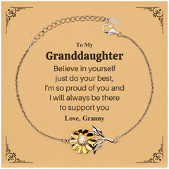 Sunflower Bracelet Granddaughter Gift Believe in Yourself Inspirational Jewelry Christmas Birthday Present for Granddaughter from Granny