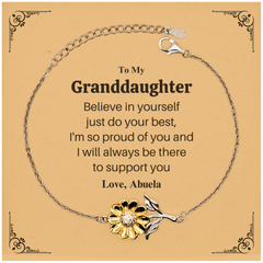 Sunflower Bracelet Granddaughter Believe in Yourself Inspirational Gift Engraved Love Abuela Graduation Jewelry for Women