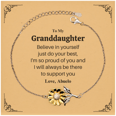 Sunflower Bracelet Granddaughter Believes in Herself, Abuelos Love and Support, Perfect Inspirational Gift for Birthday, Christmas, Graduation
