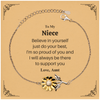 Sunflower Bracelet for Niece - Believe in Yourself Engraved Inspirational Jewelry Gift from Aunt for Graduation, Birthday, Christmas - Supportive Message for Niece - Unique and Meaningful Present