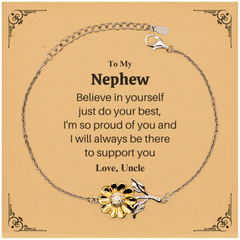Sunflower Bracelet for Nephew - Believe in Yourself - Inspirational Gift from Uncle - Graduation, Birthday, or Christmas Present for Him