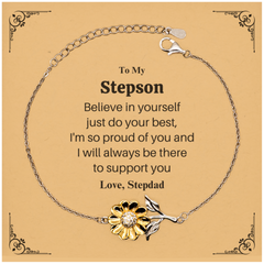 Stepson Sunflower Bracelet, Believe in Yourself, Stepdad Support, Gift for Birthday, Graduation, Veterans Day