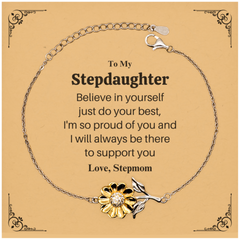 Believe in Yourself Sunflower Bracelet Stepdaughter Gift for Graduation, Inspirational Jewelry, Stepdaughter Birthday, Stepdaughter Christmas Gift, Stepdaughter Gift from Stepmom, Stepdaughter Confidence Bracelet