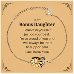 Bonus Daughter Sunflower Bracelet Believe in yourself Inspirational Gift for Graduation or Christmas from Bonus Mom