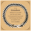 Believe in Yourself Engraved Cuban Link Chain Bracelet for Grandson - Inspirational Gift for Birthday, Christmas, Graduation - Supportive Message from Grandma - Confidence, Love, and Pride Included