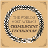 Crime Scene Technician Engraved Cuban Link Chain Bracelet - THE WORLDS MOST AVERAGE Gift for Graduation and Christmas with Confidence
