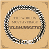 Unique Telemarketer Cuban Link Chain Bracelet for the Worlds Most Average Salespeople, Perfect for Veterans Day, Christmas, and Graduation Gifts