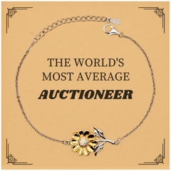 Engraved Sunflower Bracelet for Auctioneers - The Worlds Most Average Accessory for Auctioneers - Confidence-Boosting Bracelet for the Average Auctioneer - Unique Sunflower Bracelet for Auctioneer - Perfect Bracelet for the Worlds Most Average Auctione
