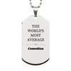 Engraved Silver Dog Tag - THE WORLDS MOST AVERAGE Comedian - Perfect Gift for Comedy Lovers, Graduation, Veterans Day, Christmas