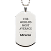 Librarian Engraved Silver Dog Tag - THE WORLDS MOST AVERAGE Unique Gift for Book Lovers, Birthday, Christmas, Graduation, Confidence