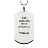 Waitress Silver Dog Tag - THE WORLDS MOST AVERAGE Engraved Necklace for Christmas, Graduation, and Veterans Day Gifts