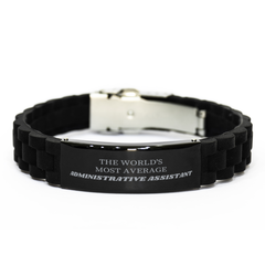 Unique Black Glidelock Clasp Bracelet for the Worlds Most Average Administrative Assistant - Perfect Gift for Office Professionals, Birthday, Christmas, Graduation, Holidays - Engraved Confidence and Hope Inside