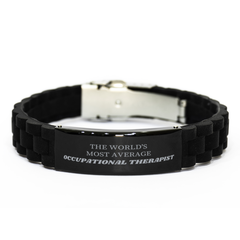 Occupational Therapist Black Glidelock Clasp Bracelet - The Worlds Most Average Therapist Gift for Graduation, Birthday, and Holidays