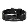 Police Officer Black Shark Mesh Bracelet - The Worlds Most Average Cop Gift for Holidays, Birthday, and Graduation with Engraved Confidence