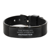 Reporter Black Shark Mesh Bracelet - Unique Gift for the Worlds Most Average Reporter, Graduation, Christmas, Birthday Present for Journalists