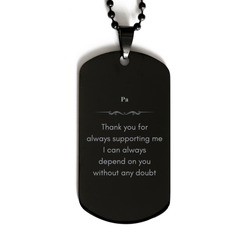 Black Dog Tag Veterans Day Gift Thank You Always Supporting Engraved Pendant