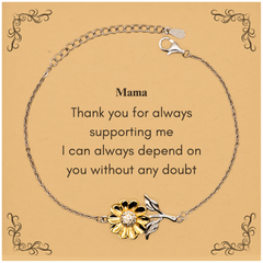 Unique Sunflower Mama Bracelet Engraved  Always Depend on You Mothers Day Gift Confidence Hopeful Jewelry for Mom Birthday Christmas Easter Veterans Day 1641