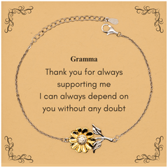 Grandma Sunflower Bracelet - Always Depend on You - Unique Gift for Birthday, Christmas, and Graduation - Thank You Gramma for Support and Confidence