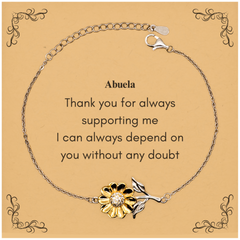 Abuela Sunflower Bracelet - A Meaningful Gift of Gratitude and Support for Grandmothers, Mothers Day, Birthday, Christmas, Veterans Day, Easter - Engraved Inspirational Jewelry for Her