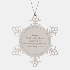 Gramma Christmas Snowflake Ornament Thank You for Always Supporting Me, Dependable and Inspirational Gift for Grandmother on Holidays