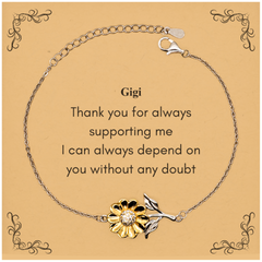 Unique Gigi Bracelet Engraved Thank You Gift for Her, Birthday Sunflower Confidence Jewelry for Women, Inspirational Christmas Graduation Present, Gigi Niche