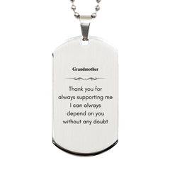 Grandmother Engraved Silver Dog Tag - Always Dependable - Unique Gift for Birthday, Christmas, Veterans Day, and More