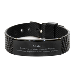 Mothers Day Black Shark Mesh Bracelet - Thank You Mom for Always Supporting Me and Being My Strong Pillar of Love and Encouragement, Perfect Gift for Mothers Day, Birthday, Christmas, or Graduation