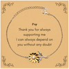 Pop Sunflower Bracelet - Thank You for Your Support - Unique Engraved Gift for Special Occasions