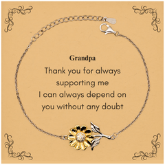 Unique Sunflower Bracelet Grandpa Thank You Always Depend Engraved Gift Appreciation Birthday Ideas