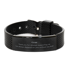 Grandmother Black Shark Mesh Bracelet Thank You for Always Supporting Me on Christmas, Unique Engraved Gift for Gran that Inspires Confidence and Hope in Family Relationships