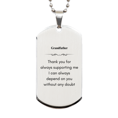 Grandfather Silver Dog Tag - Always Dependable Support for You Engraved Birthday Gift